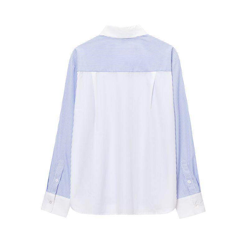 Jnleaog Spring New Arrival Women's Clothing Fashion Style French Fashion Design Matching Stripes Shirt