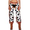 Cowboy Fringe Chaps Pants Cow Pattern Flannel Tassel Patchwork Adjustable Waist Trousers for Men Western Vintage Party Outfit