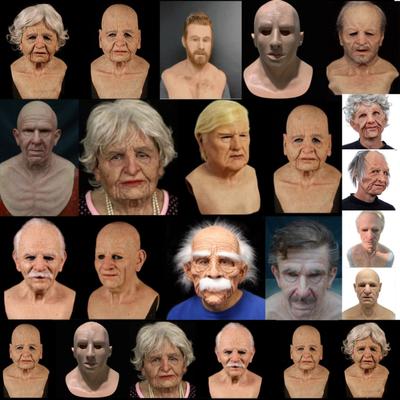 Cosplay Bald Old Man Wrinkle Face Mask Halloween Party Carnival Props