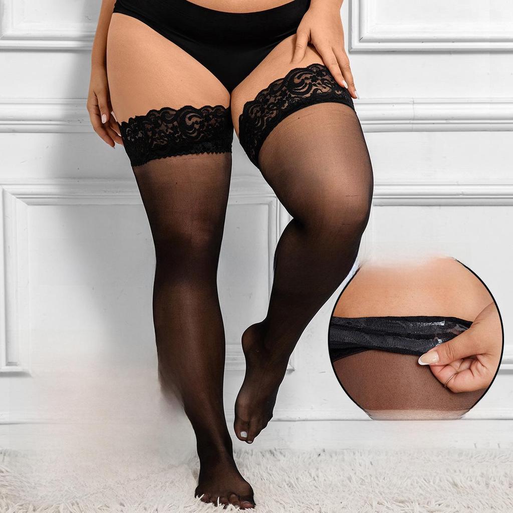 Plus-Size Silicone Non-Slip Lace Over-the-Knee Stockings for BBW