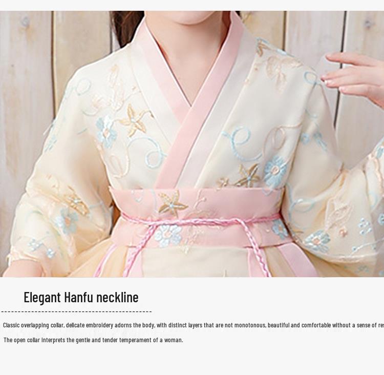 Dívčí Hanfu: 2024 Jaro/Podzim Tradiční čínský kostým - Ruqun ve stylu Tang s kříženým límcem