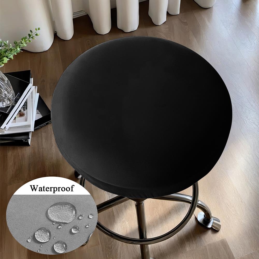 1PC Solid Color Elastic Waterproof Milk Silk Round Stool Cover Suitable For Round Stool Cover Anti Dirty Dining Stool Covers