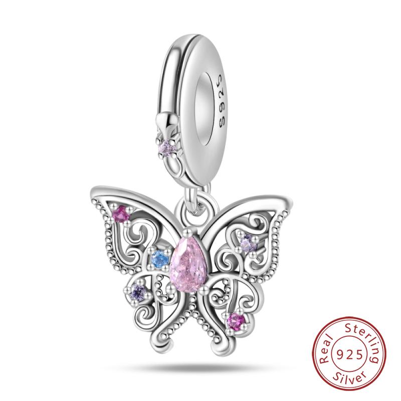 Copper Classic Pink Lotus Angel Butterfly Charm Bead Fits Genuine Bracelet Lucky DoItYourself Jewellery Gift Beautiful Exquisite