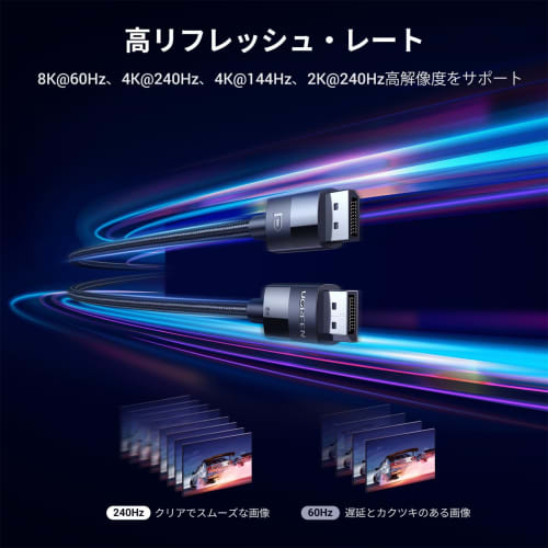 UGREEN Gaming 8K Displayport Cable 1.4 Standard [VESA Standard] Display Port Cable HDR Compatible 8K@60HZ/4K@144Hz/2K@240Hz 32.4Gbps High Speed ??DP N
