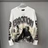 Meichao Street Retro Skull Print Diamond Alphabet Men'S And Women'S Loose Casual Long Sleeve T-Shirt