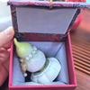 Pearlescent Iridescent Double Fortune & Longevity Gourd Ornament with Blue Porcelain Base - Hand-painted Gradient for Birthday or Housewarming Gift