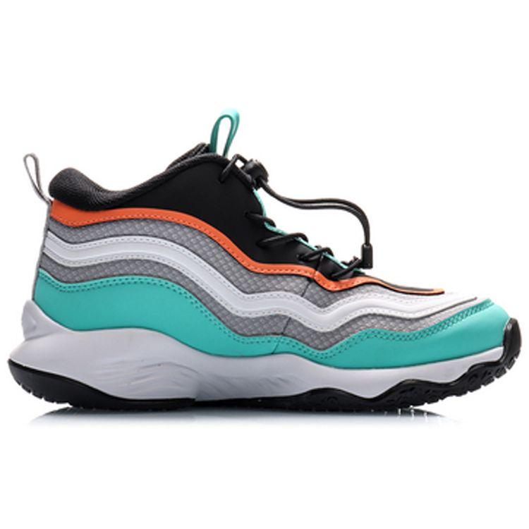 Li Ning Youth  Kids Dunk Master Shock Absorbing Lightweight Rebound High Top Basketball Shoes Kids Basketball Shoes Gray Green YKBP086-5