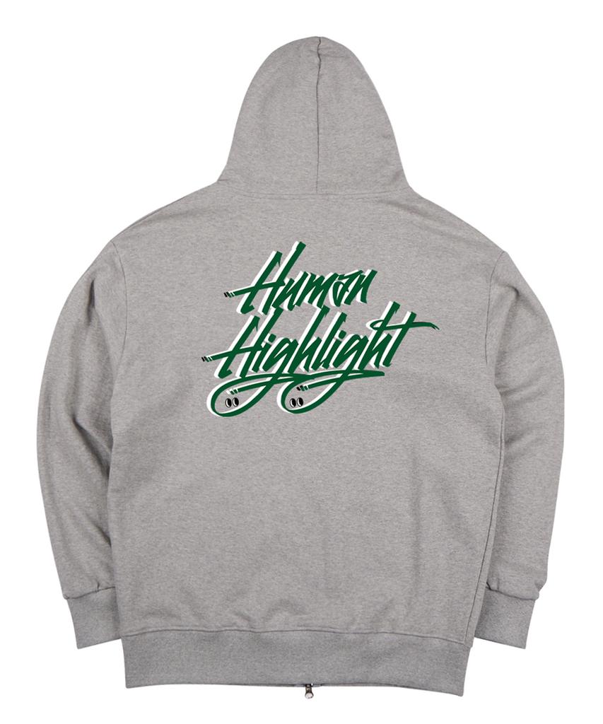Cream Soda Lab Human Highlight Logo Zip-Up Grey Green