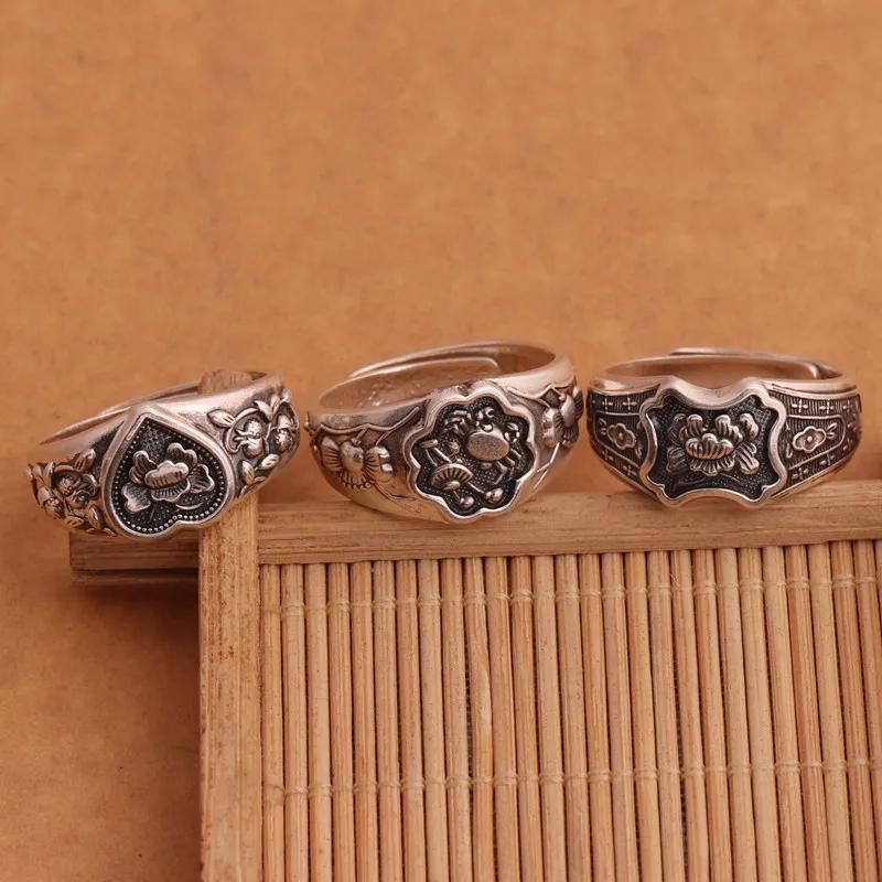 Retro-Ring Pfingstrose Acht Richtungen Reichtum Verstellbare Öffnung Paar Unisex Schmuckzubehör Modeaccessoires