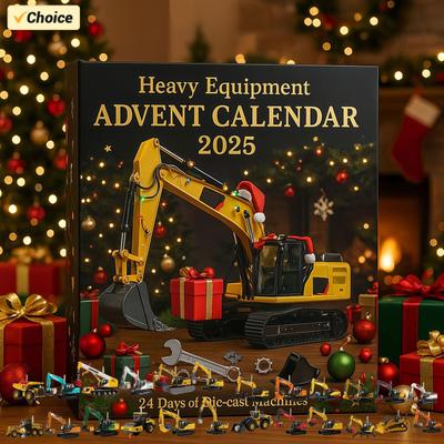 Advent Calendar 2025 2D Flat Acrylic Heavy Equipment Construction Vehicle Ornaments Christmas Advent Calendar Xmas Countdown Cal