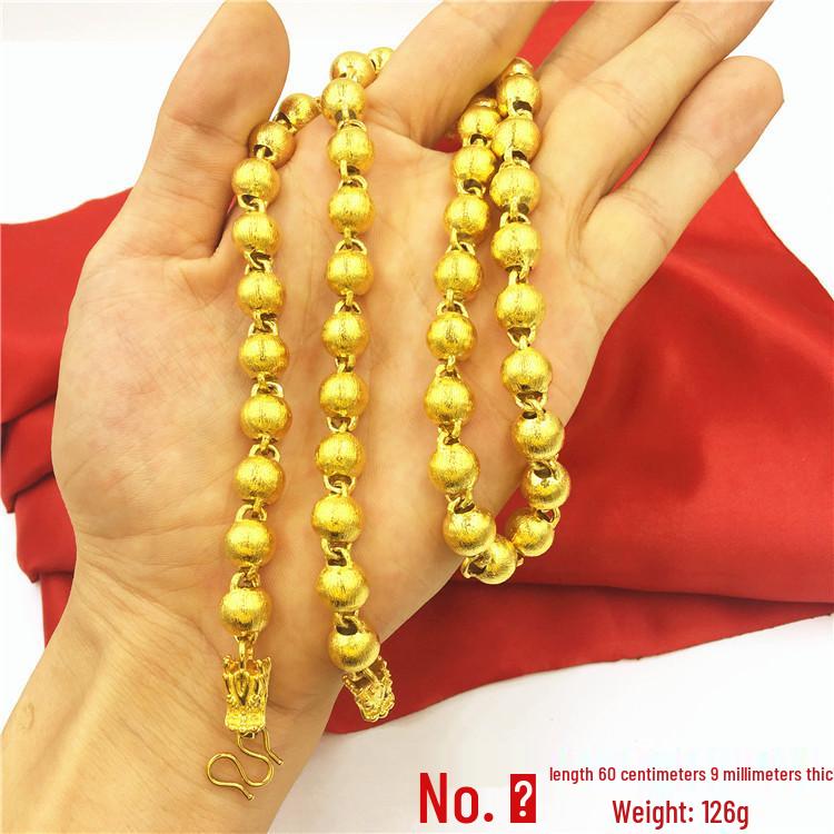 Men's Double Dragon Head Necklace: Non-fading Brass with Thick Gold Plating, Vietnamese Sand Gold Jewelry.