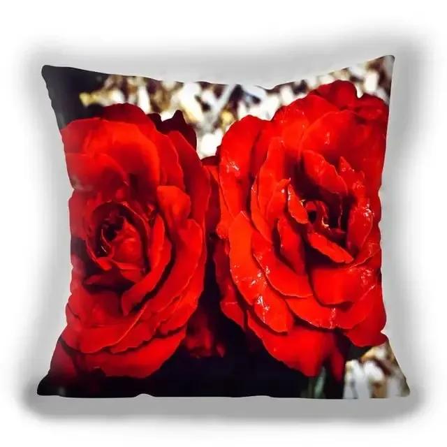 Красная роза Цветок Наволочка для подушки Любовь Наволочка Квадратная Пара Необходимая Наволочка Спальня Домашнее украшение 30x30cm чёрный