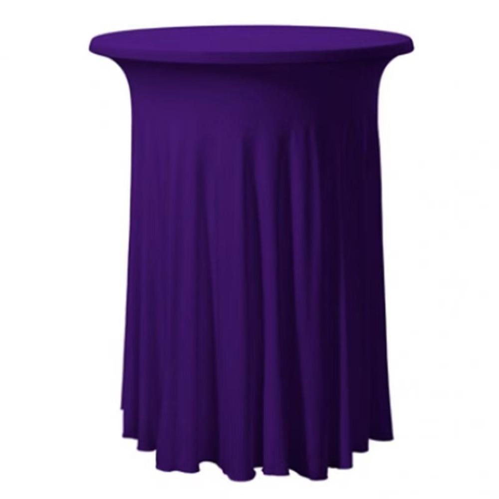 Solid Color Height Stretch Round Tablecloth Long Drape Bar Counter Cover  Auditorium