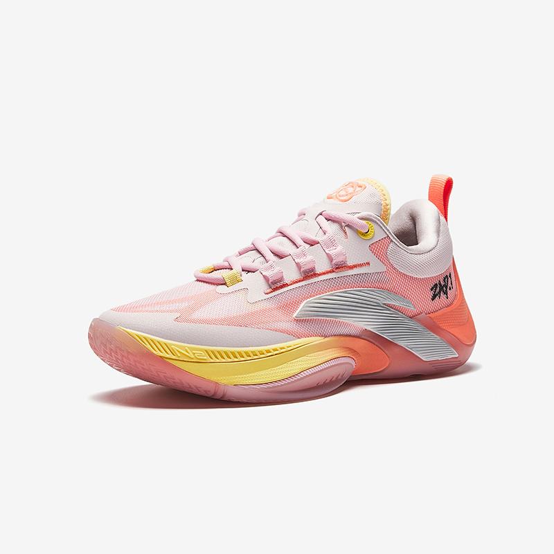 New Anta Slip Resistant And Abrasion Resistant Support Low Top Children's Basketball Shoes Pink Orange A12441103-5