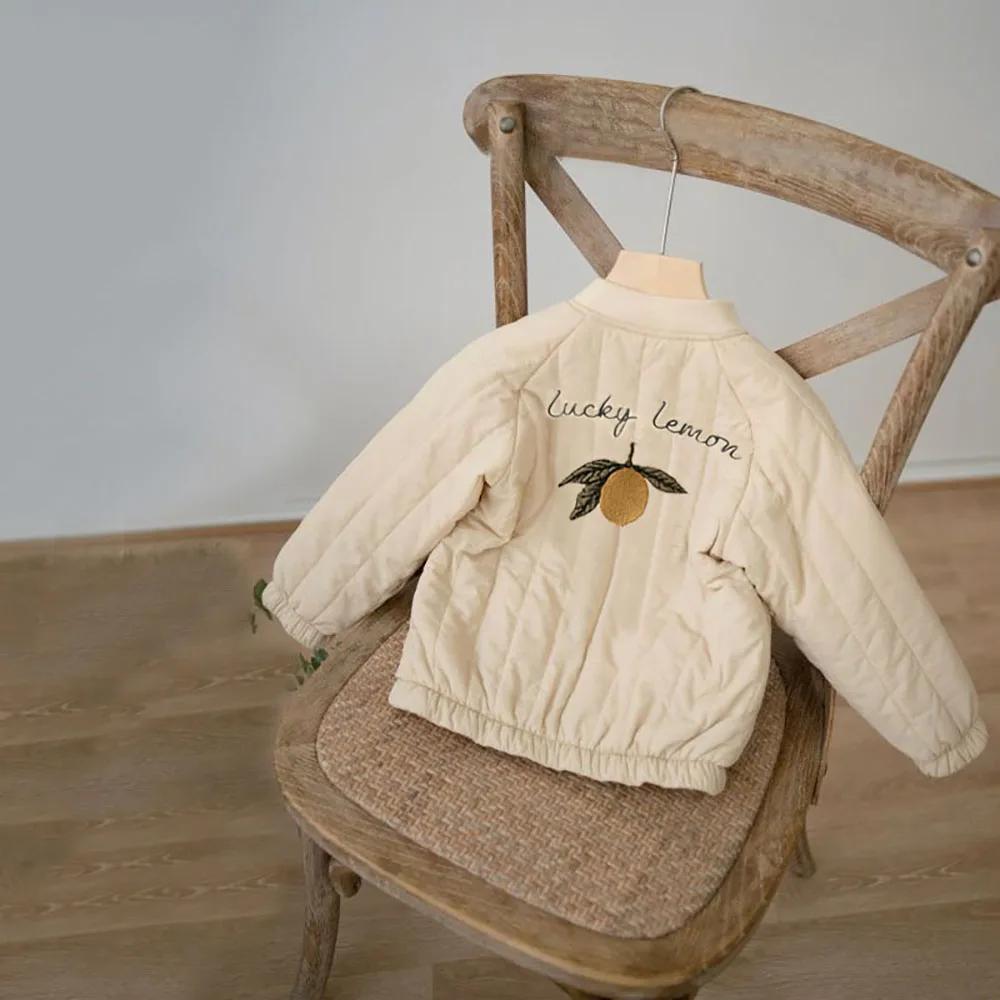 Spring Autumn Kids Coats Fashion Embroidery Fleece Lined Jacket Children Outerwear Clothing