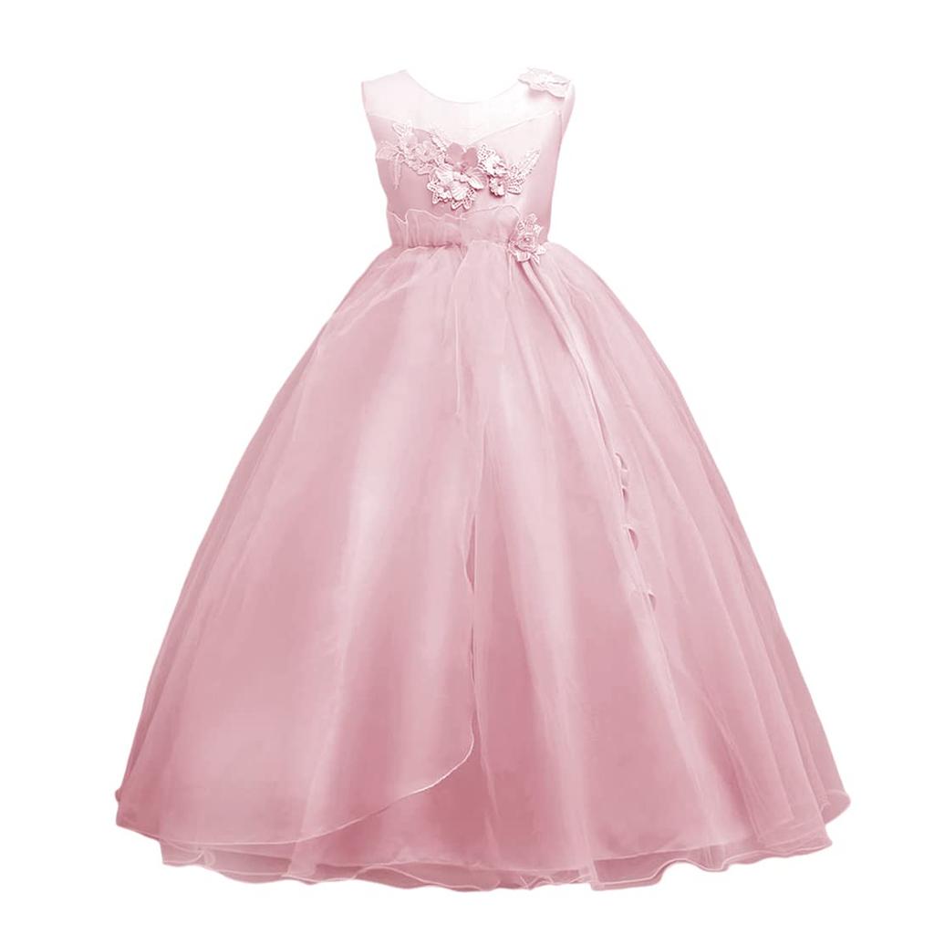 VIISEN Floral Lace for Piano Long Elegant and Elegant Formal Dress for Perfect for Bridesmaid and Size Kids' Dress, Sleeveless, Recitals, Girls'