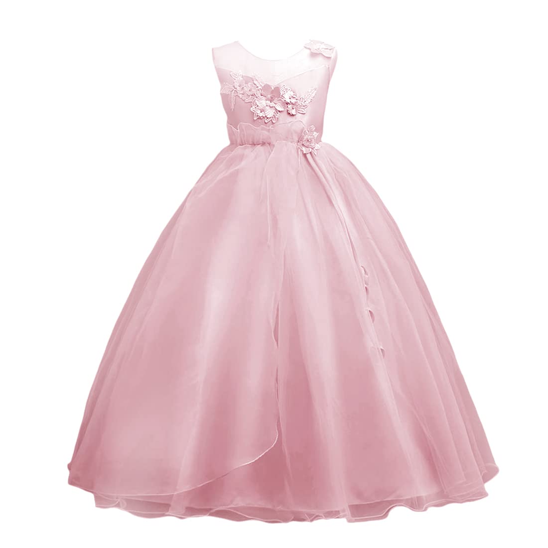 

VIISEN Цветочное кружево для фортепиано Длинное элегантное и элегантное вечернее платье для идеально подходит для подружки невесты и размер Детское платье, без рукавов, концерты, для девочек