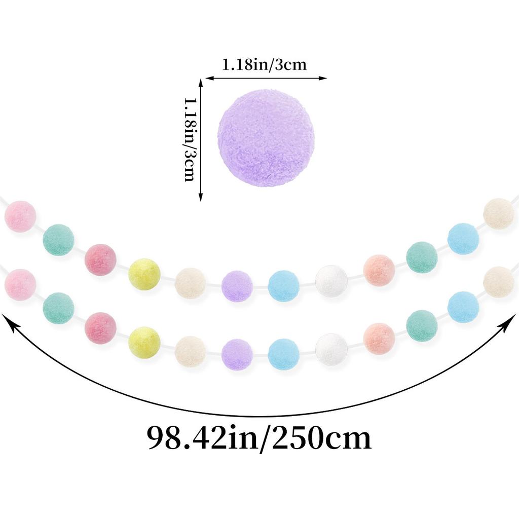 Pastel Pom Garland Hanging Easter Decorations Cute Rainbow Colorful Felt Ball Garland Baby Shower Birthday Party Supplies Favors