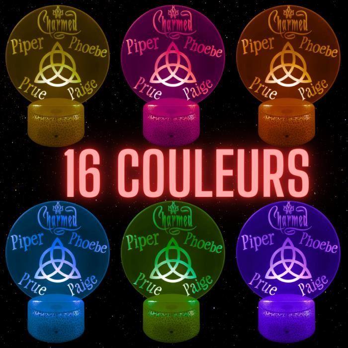 Lampe de Chevet 3D LED Charmed Série TV ,Soeurs Halliwell, Veilleuse changement de Couleurs, Déco Idée Cadeau pour Fan et Passionés