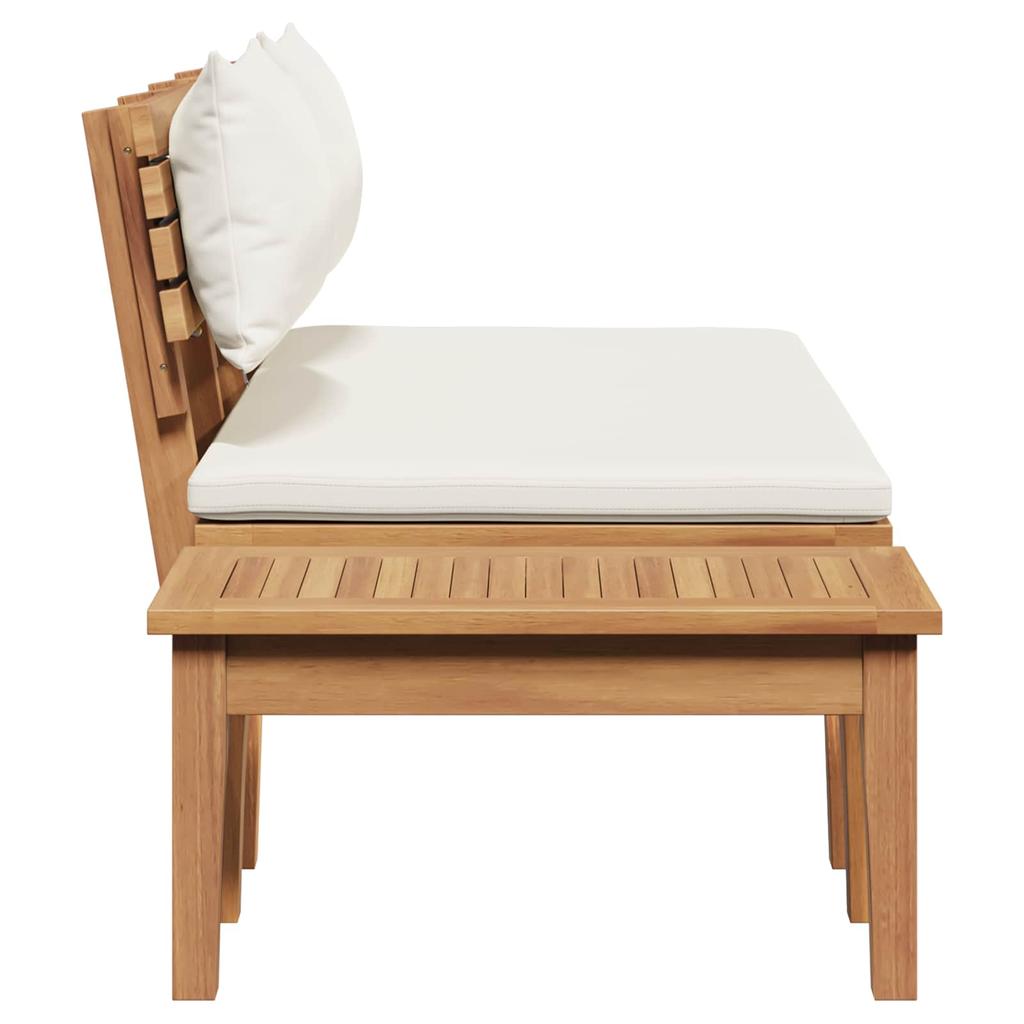 Garden Bench and Table Set 2 Pcs Cream and Brown Solid Teak Wood