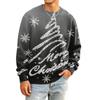 Men's Casual Loose Fit Printed Neck Long Sleeve T-Shirt for Daily Wear
