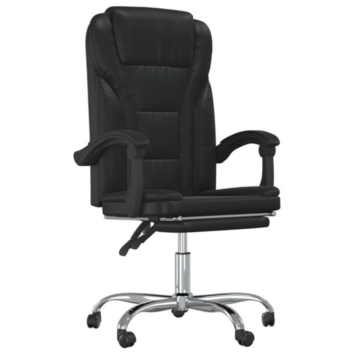 VidaXL Fauteuil Inclinable de Bureau, Chaise Pivotante avec Dossier et Repose-pied Réglables, Siège de Bureau, Moderne, Noir 349697
