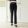 New Arrivals Open Run Teyakat Plain Stretch Banding Dress Pants Black