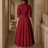 Dames Elegante Knopen Voorkant Hoge Taille Katoen Linnen Jurk met Zakken, Kleur, Casual Zomer Midi Jurk