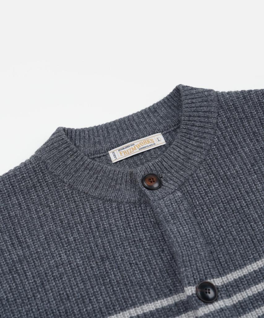 Frizmworks Wool Stripe Round Cardigan _ Charcoal