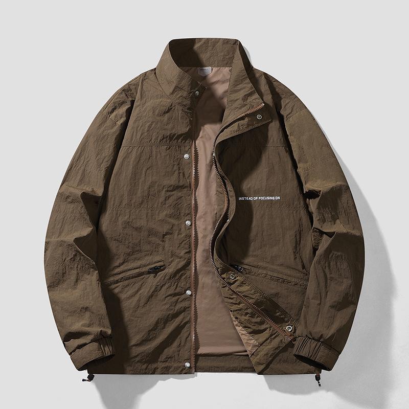 Korean Style Stand Collar Jacket Men's Autumn Trend New Fashion Thin Windproof Personalized Zipper Spring and Autumn Jacket