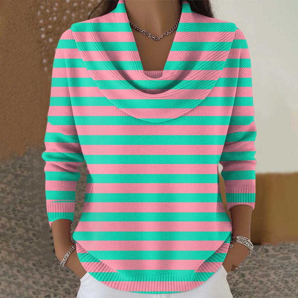 סוודר עליון לנשים, קז'ואל ואופנתי, צווארון עגול, שרוולים ארוכים, מודפס