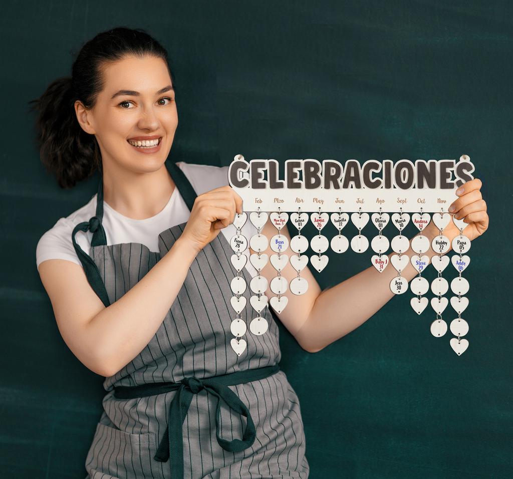 Inkdotpot Perpetual Wall Calendar Wooden, Dates To Remember Wall Hanging Birthday Calendar- Decorative Birthday Tracker