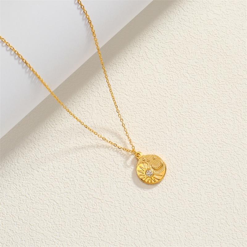 18K Gold Plated Pearls Chain Star Pendant Necklace Sturdy Stainless Steel Waterproof Jewelry Accessory for Women