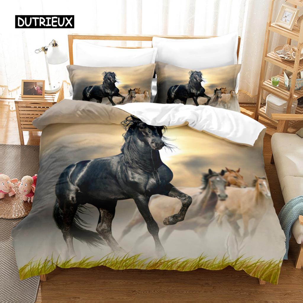 Luxury 3D Bedding Set Europe Queen King Double Duvet Cover Set Bed Linen Comfortable Blanket/Quilt Cover Bed Set Animal  Horse
