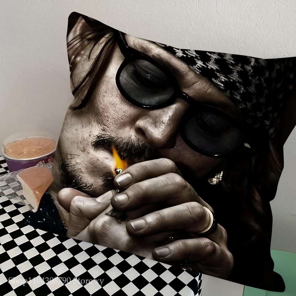 J-Johnny Depp Pillow Case Square Pillow Bedroom Sofa Leisure Comfort Cushion Car Living Room Home Decoration