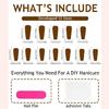 24Pcs Press on Nail Coffin Glues on Nail French Fake Nail Designs False Nail Artificial Nail Gifts for Women Girls