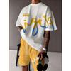 Men's Casual Short Sleeve + Shorts Set, 2 Piece Men's Printed Crew Neck Short Sleeve and Shorts Set, Summer Graphic T-shirt Streetwear, Trendy Design
