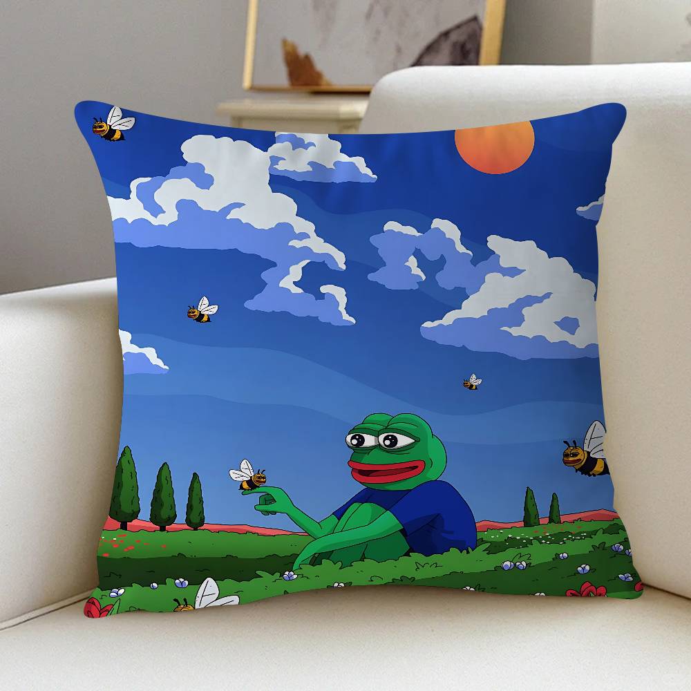 Cartoon P-Pepe The Frog 45*45cm Cushion Cover Pillow Cover Decor Pillowcase Home Pillowcase For Couch Pillow