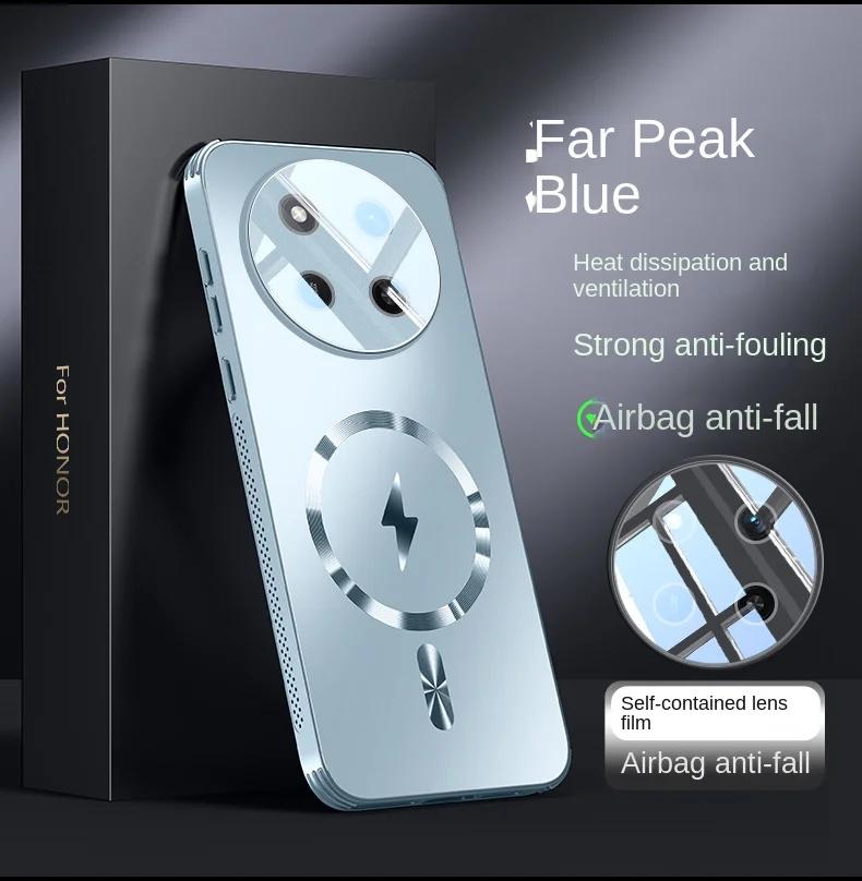 

For Huawei Honor X9C Case Hard AG Matte Magnetic wireless charging Lens Protective Back Cover Case For Honor X60 Pro X9C Shell For Honor X9C синий