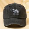 Floral Elephant Graphic Washed Baseball Cap Unisex Casual Outdoor Adjustable Polyester Hat