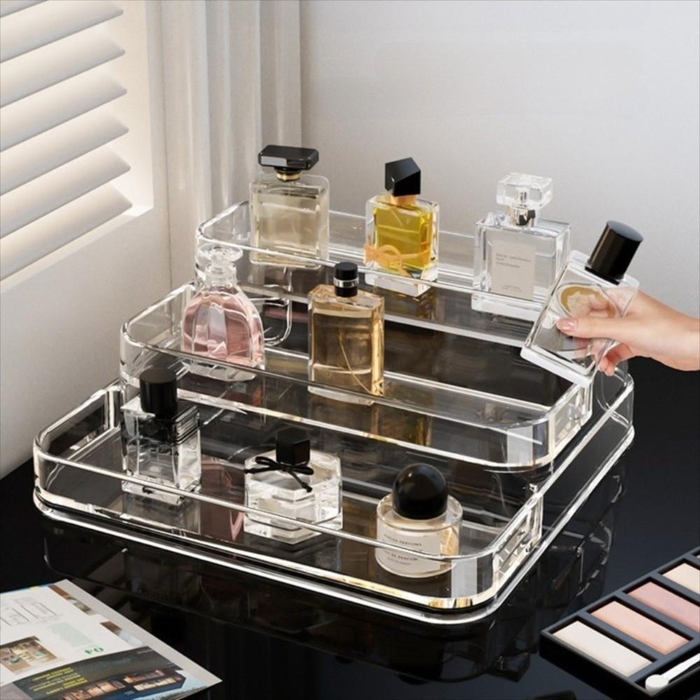 3 Tier Desktop Perfume Shelf PET Skin Care Product Storage Rack Bathroom Makeup Organizer Home