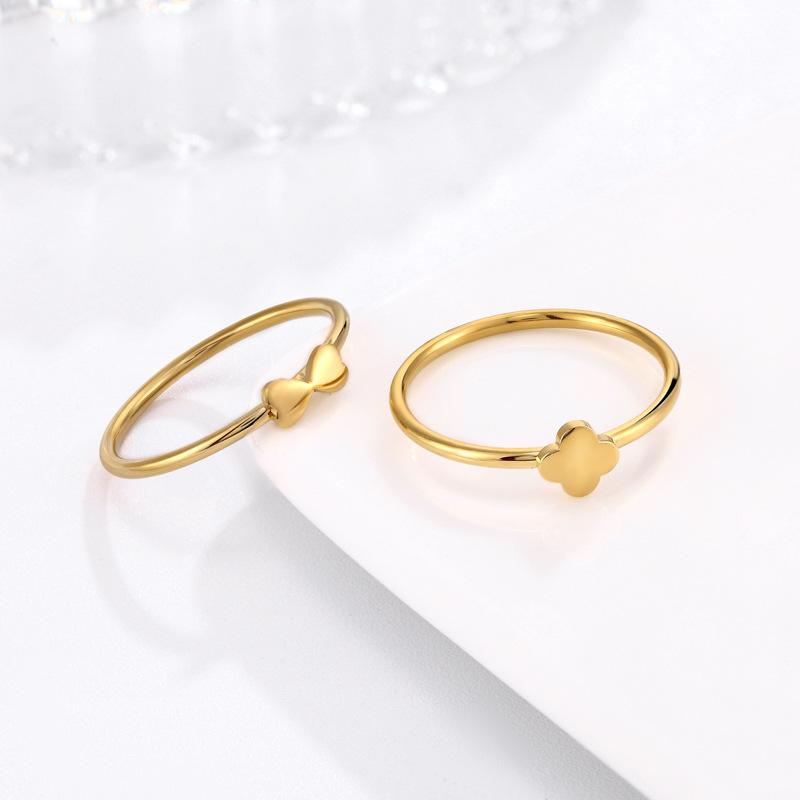 Korean Butterfly Ring Four-leaf Clover Ring Women's Fashion Jewelry