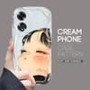 For OPPO A17 A18 A38 A58 A98 Reno7 Z 8Z 8T 11F 11 Pro Realme 12 Lite 12 Pro C30 Cute Girl Cream Texture Soft Silicone Full Lens Protect Phone Case
