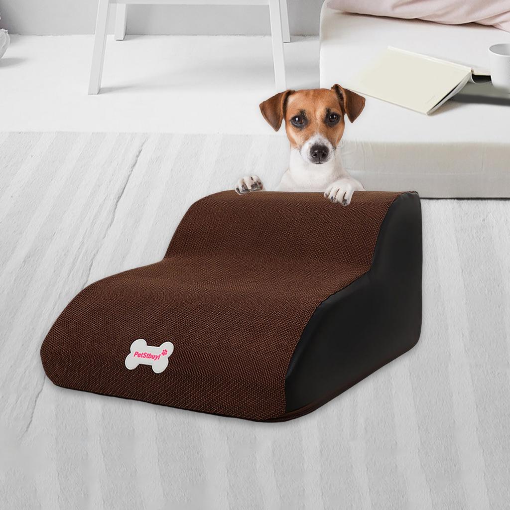 Dog Stairs Ladder Pet Ramp Washable Non Slip Removable Cat Step Stairs Puppy 2 Steps Ramp Stairs Ladder for High Bed Indoor Sofa