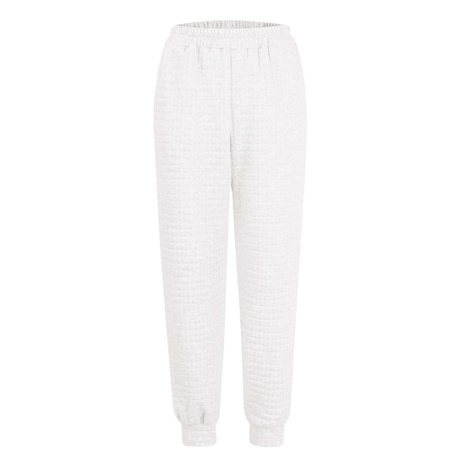 

Женские модные универсальные однотонные эластичные свободные повседневные спортивные штаны с завязками XL белый