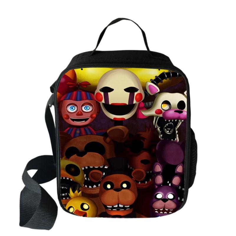 Izolovaná taška na oběd Five Nights At Freddy's s velkou kapacitou a síťovanou kapsou