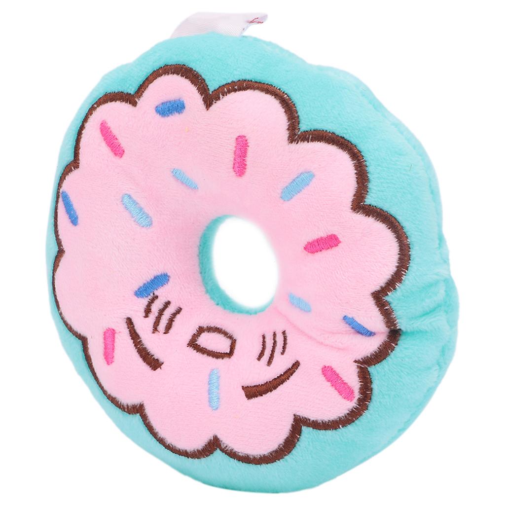 Dog Squeaky Toy Stuffed Bite Resistant Donuts Pet Toy Soft Plush Toy for Dogs PetsBlue