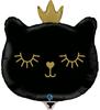 Foil Balloon Cat Kitten Black In Crown 35Cm