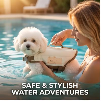 Summer Cute Cartoon Dog Life Jacket, High Buoyancy Safety Vest for Small To Medium Dogs, Swimming Boating