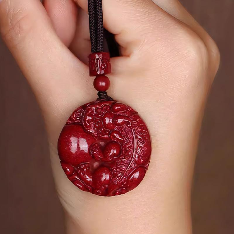 Cinnabar Purple Gold Sand Pixiu Wealth Pendant for Women - Zodiac Year Charm